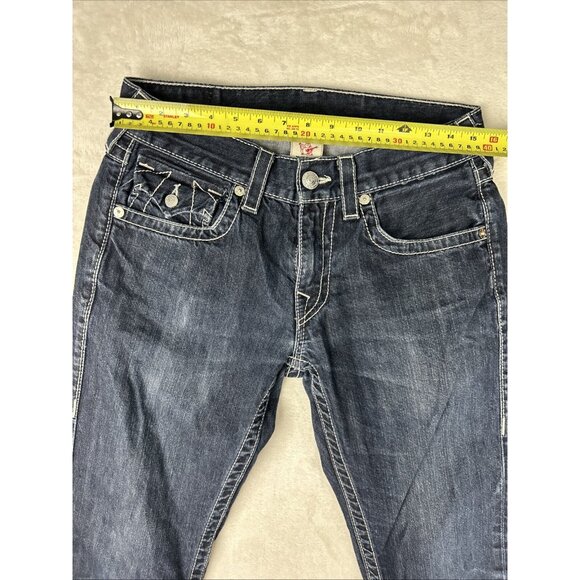 True Religion Jeans Straight Leg Blue Men's Size 31 X 32 Dark Blue Flap Pockets - Picture 5 of 15